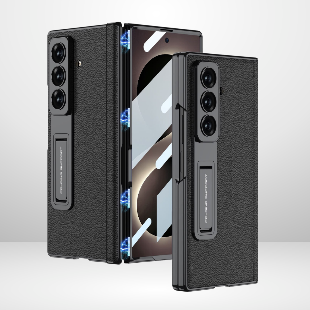 GKK Leather Platinum Series Case with Hinge, Glass & Stand for Galaxy Z Fold 8 ULTRA