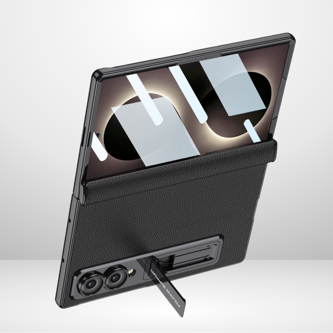 GKK Leather Platinum Series Case with Hinge, Glass & Stand for Galaxy Z Fold 8 WIDE