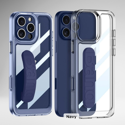 GKK Premium Transparent Case with Band for iPhone 16 Series (Navy Blue)