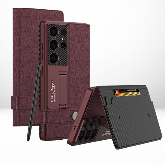 GKK Sweat Leather Flip Case with Card Holder & Stand for Samsung Galaxy S25 Ultra