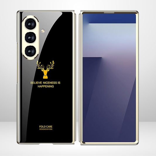 Gold Edge Deer Case for Samsung Galaxy Z Fold 6 (Without Glass)