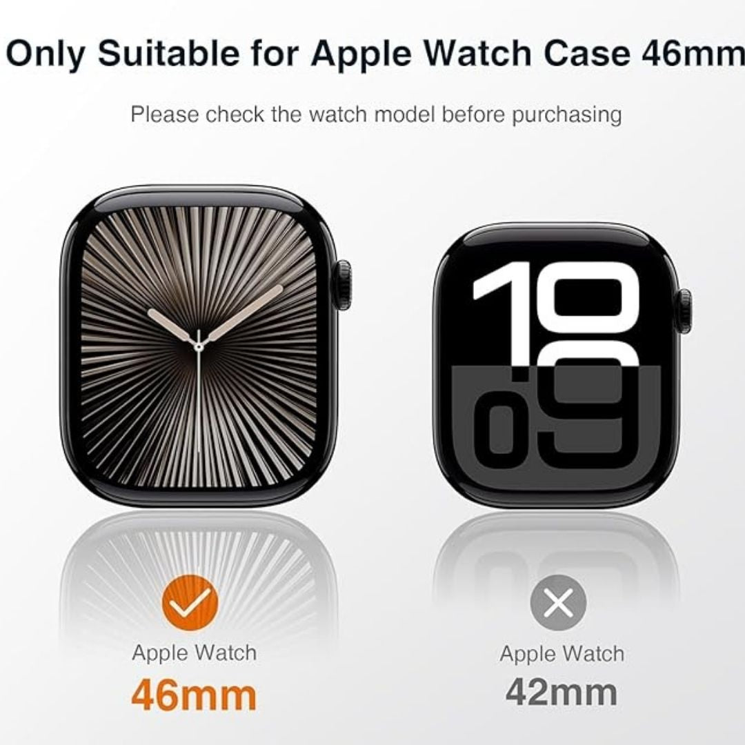 Hard PC Protective Case with Tempered Glass Screen Protector iWatch Series 10 (42/46 MM) (Black)