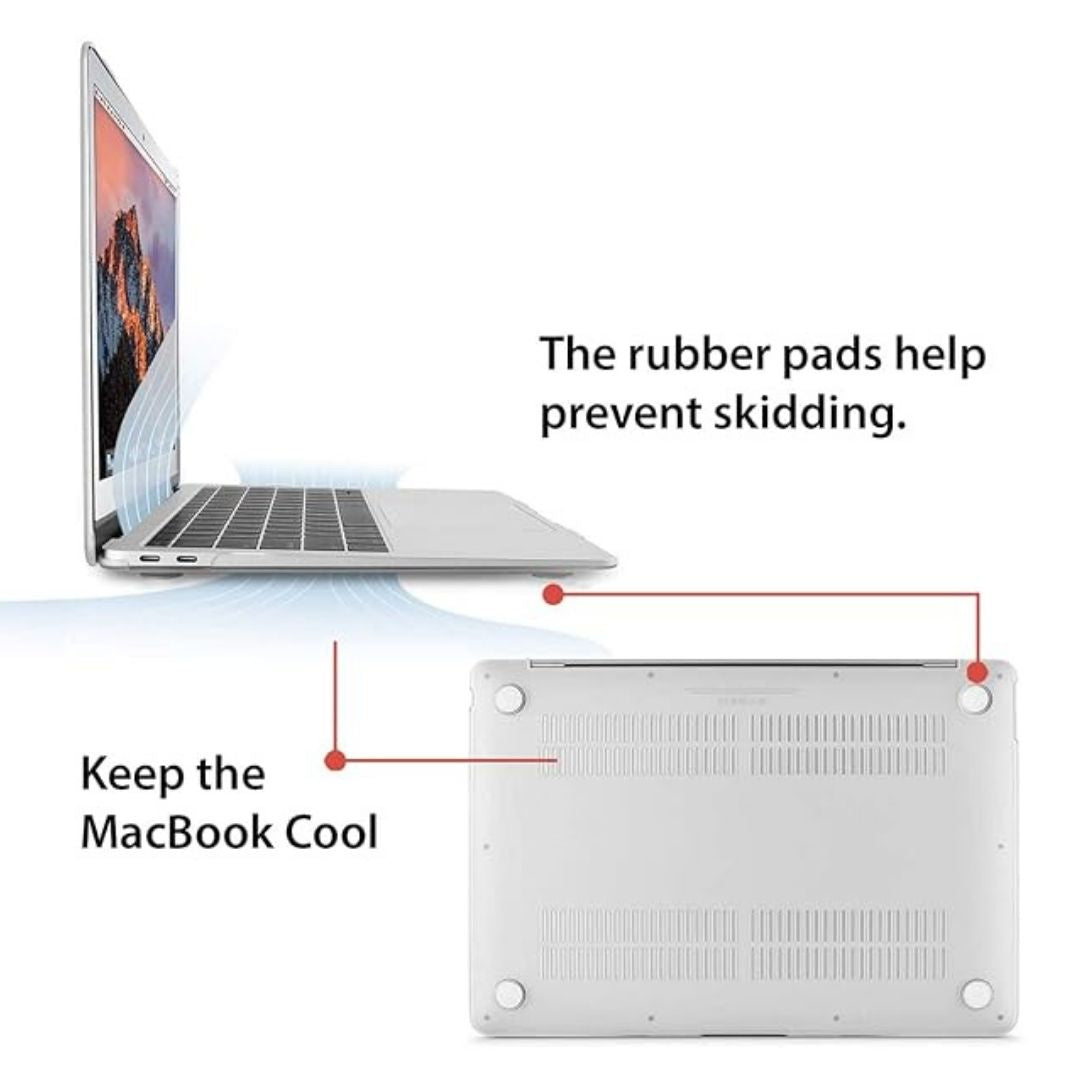 Hard Shell Sleek Protection case for MacBook Air 13 inch (1466) (Front & Back)(Transparent Clear)