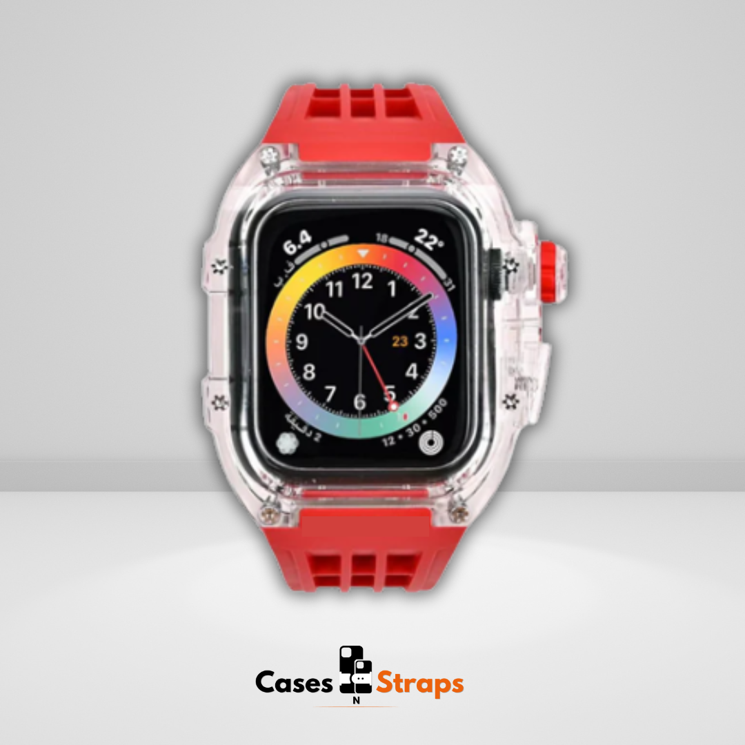 Luxury fully transparent poly carbonate Modification Kit for iWatch Red Color