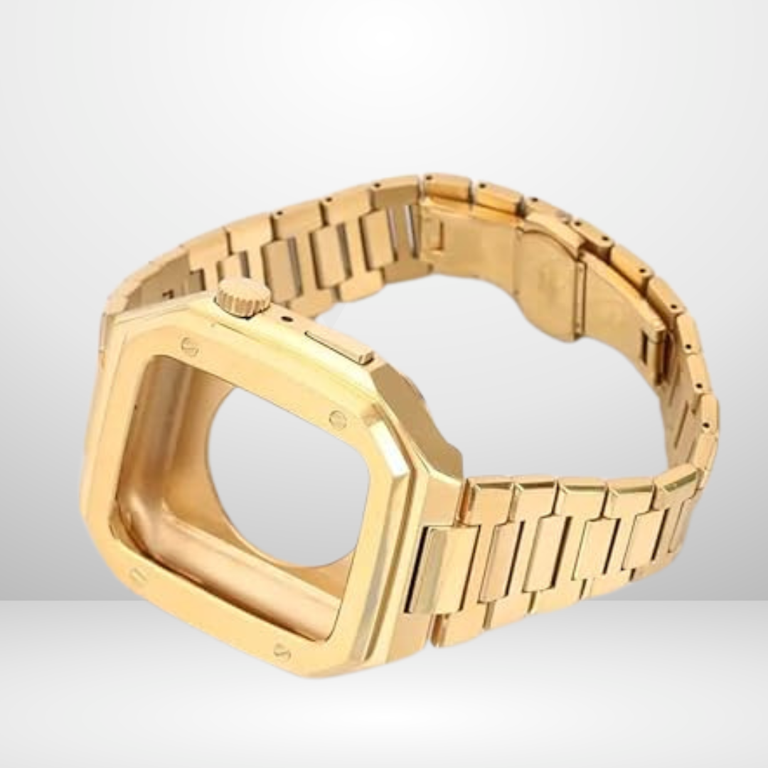Luxury Retrofit Stainless Steel Kit for iWatch Gold Color 44/45 MM