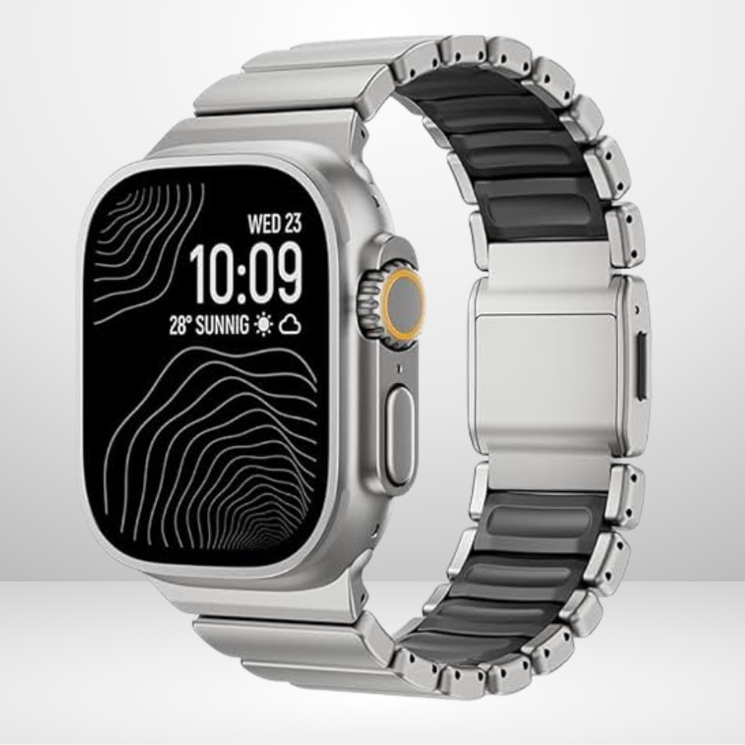 Luxury Titanium Dual Layer Stainless Steel Chain for iWatch 44/45/46/49 MM