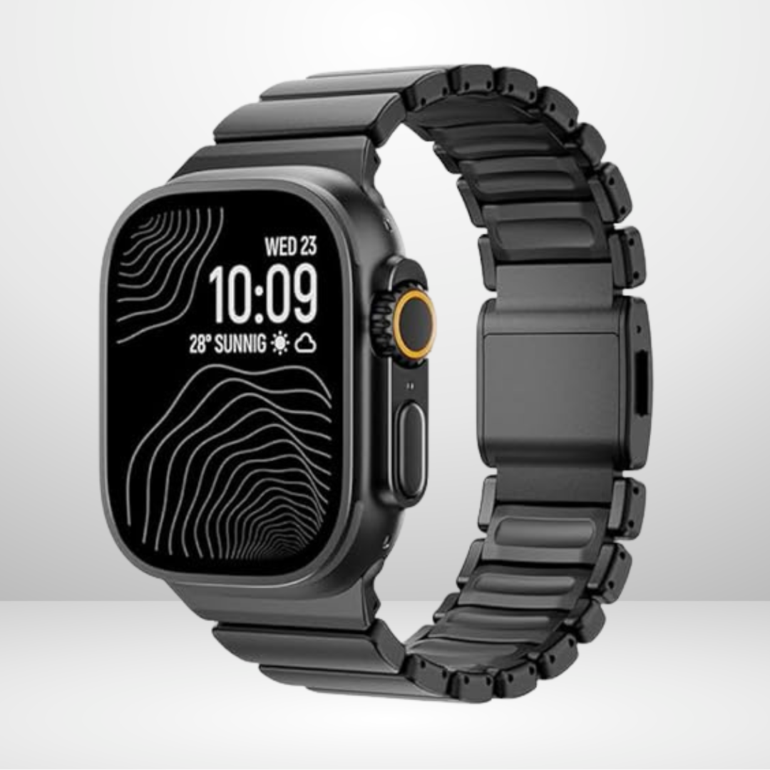 Luxury Black Dual Layer Stainless Steel Chain for iWatch 44/45/46/49 MM