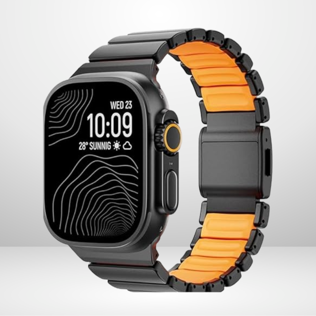 Luxury Black Dual Layer Stainless Steel Chain for iWatch 44/45/46/49 MM