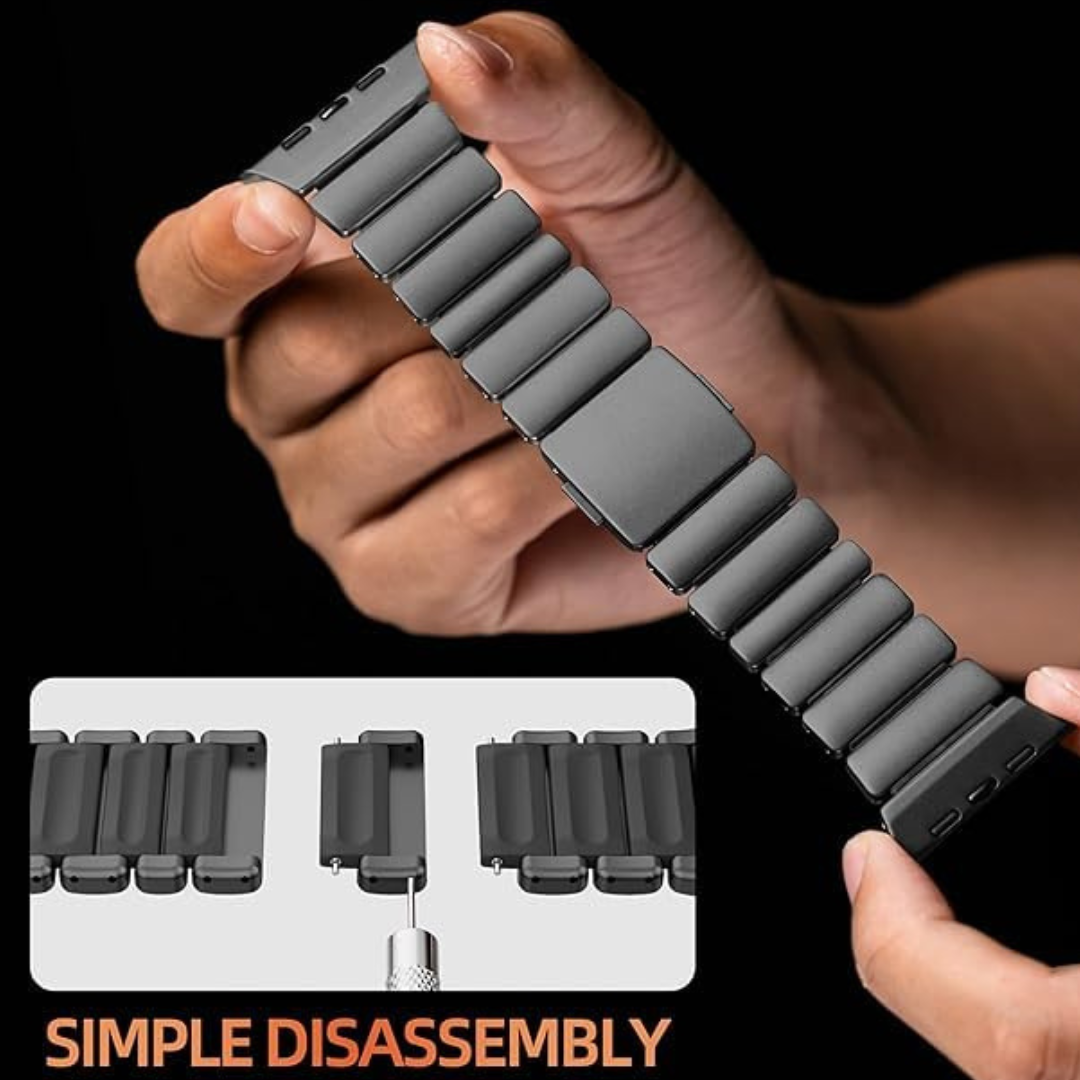 Luxury Black Dual Layer Stainless Steel Chain for iWatch 44/45/46/49 MM