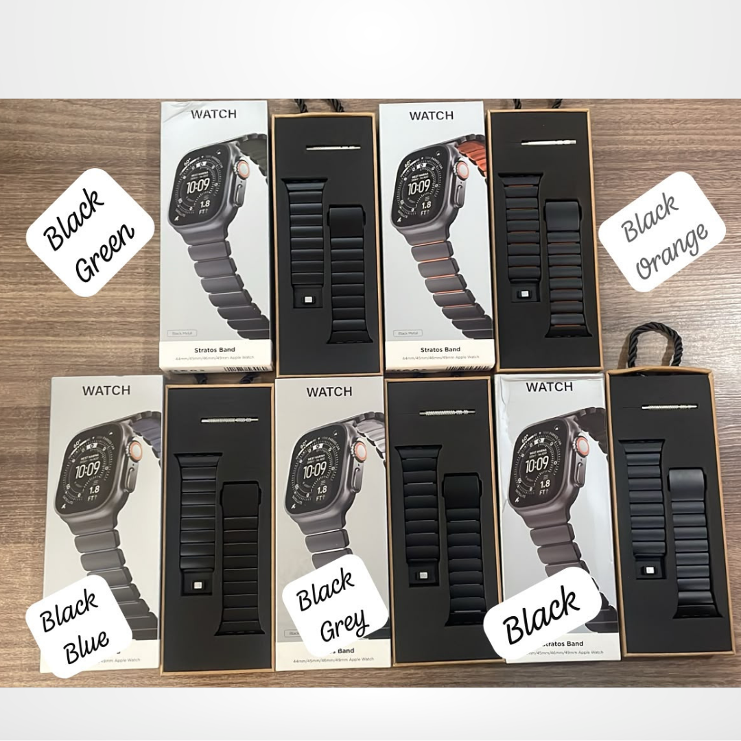 Luxury Black Dual Layer Stainless Steel Chain for iWatch 44/45/46/49 MM