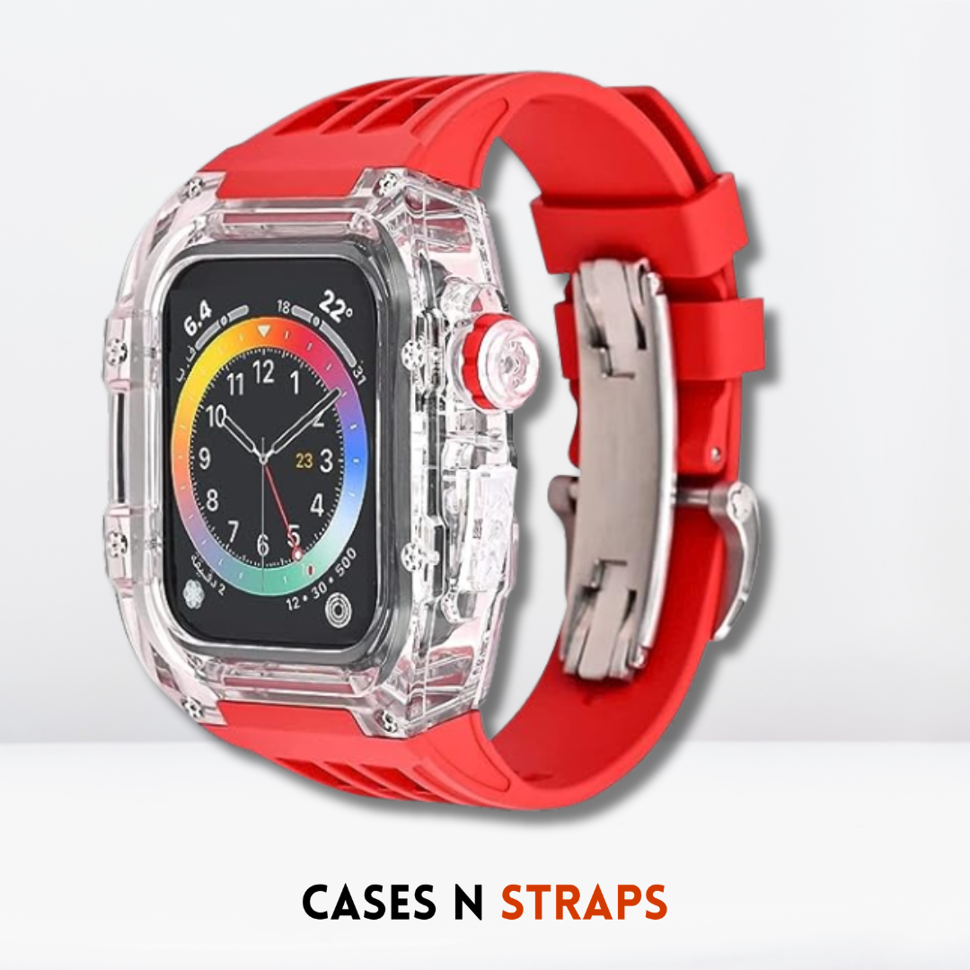 Luxury fully transparent poly carbonate Modification Kit for iWatch Red Color