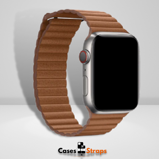 Magnetic Leather Loop iWatch Strap Brown Color