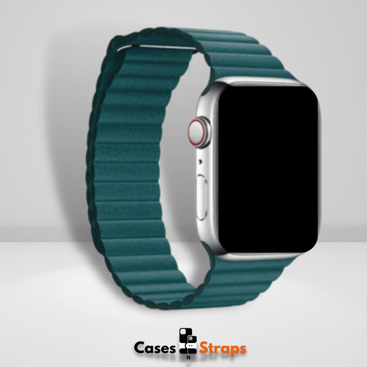 Magnetic Leather Loop iWatch Strap Alpine Green Color