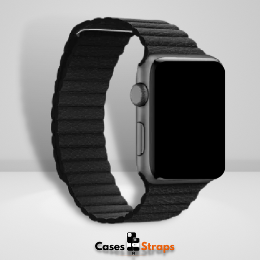 Magnetic Leather Loop iWatch Strap Black Color