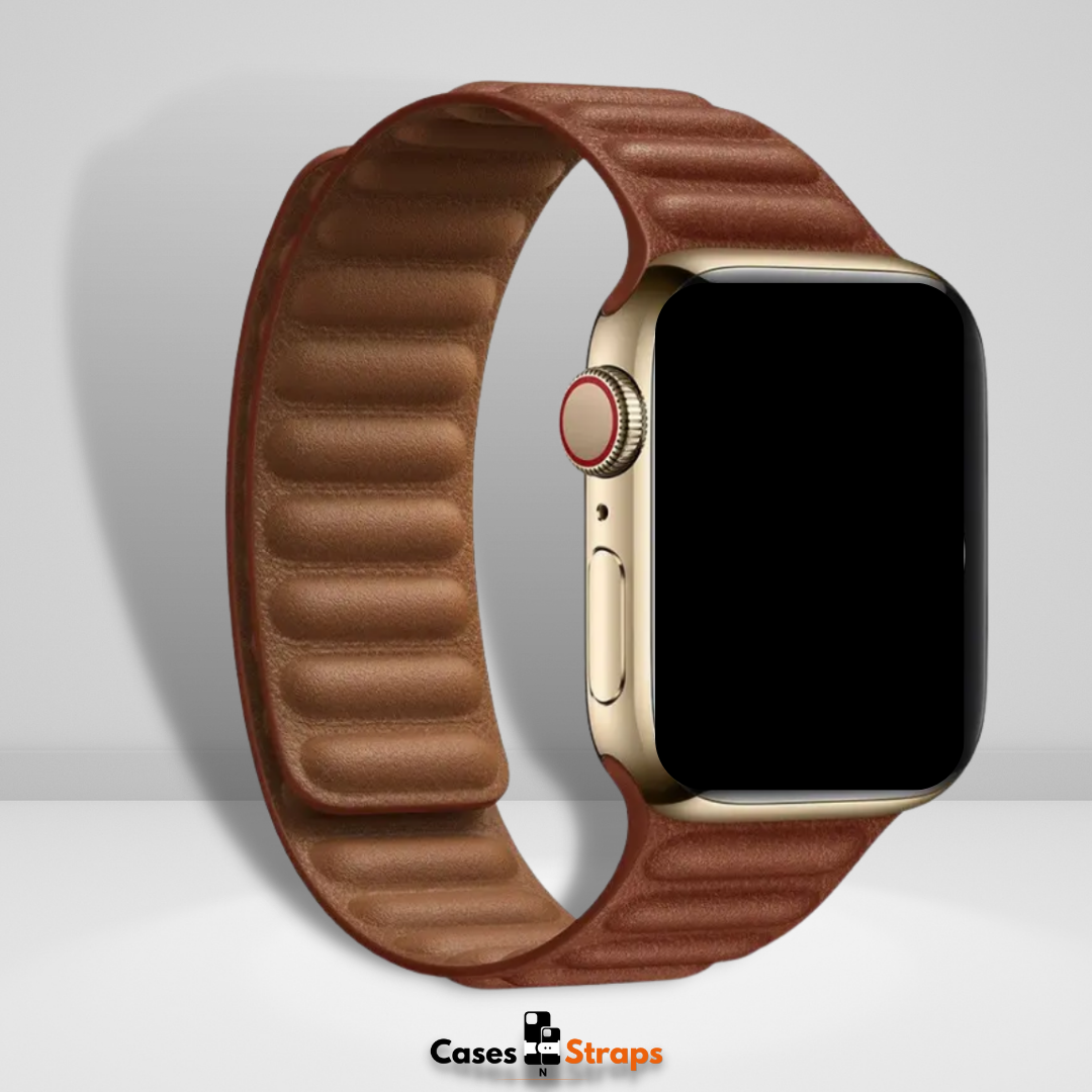 Magnetic Leather Link iWatch Strap Brown Color