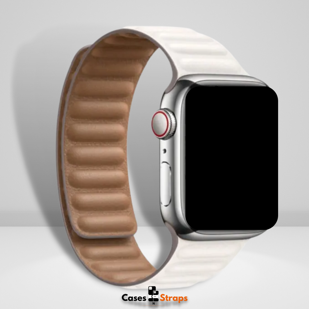 Magnetic Leather Link iWatch Strap White Color