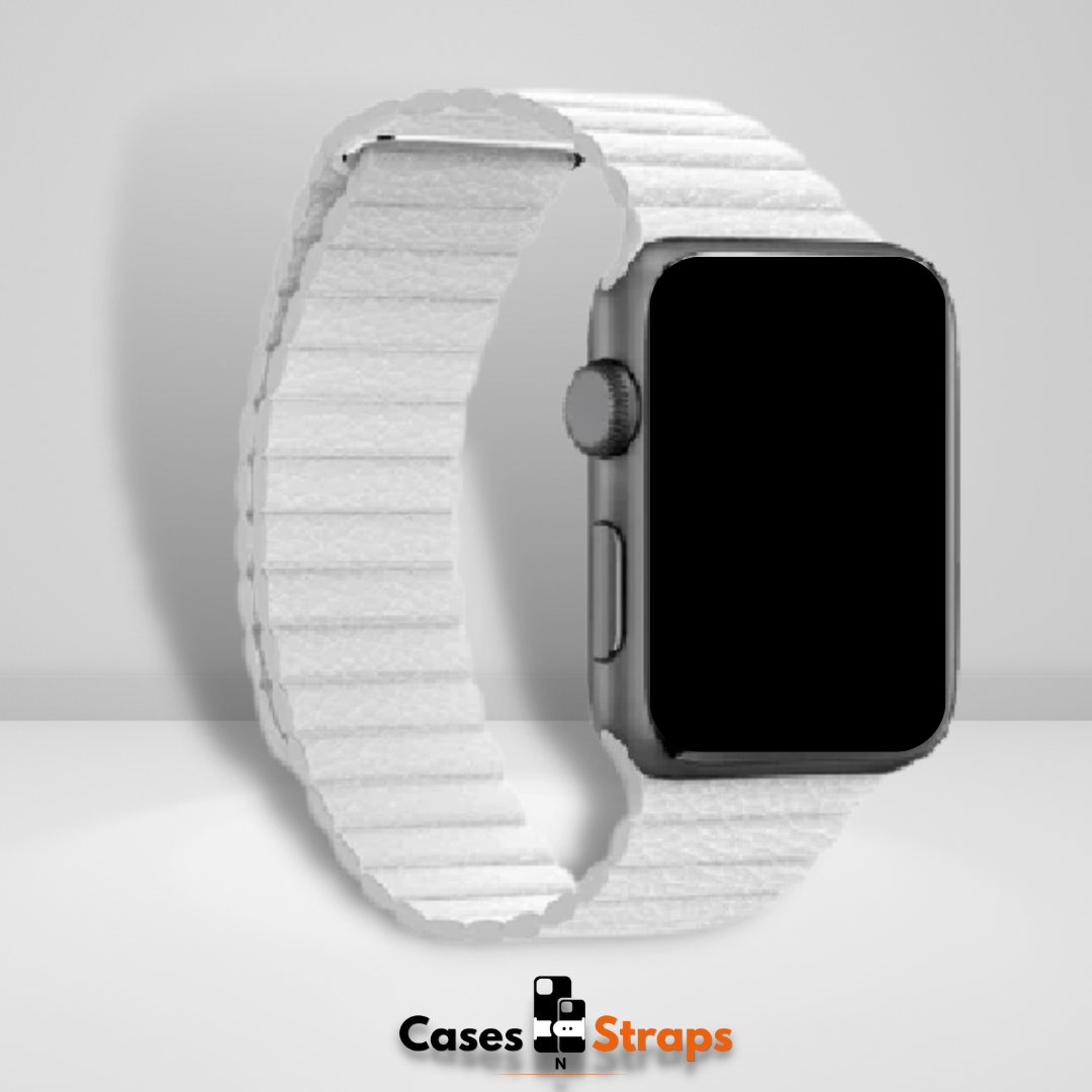 Magnetic Leather Loop iWatch Strap White Color