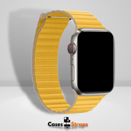 Magnetic Leather Loop iWatch Strap Yellow Color