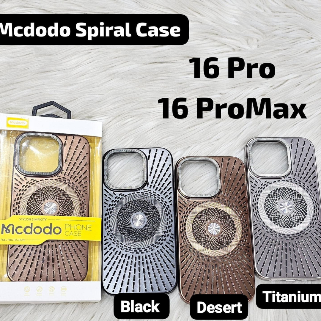 McDodo Spiral Metal Look Case for iPhone 16 Pro/16 Pro Max (Black)