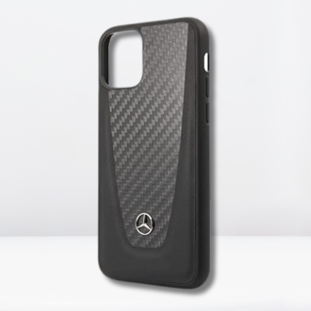 Mercedes Series Leather Carbon Black Back Case for iPhone 15 Pro Max