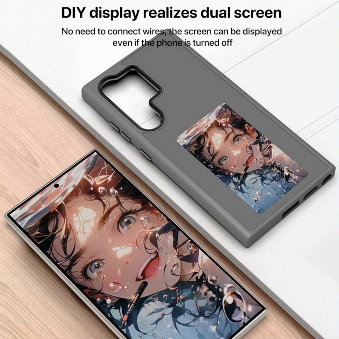 NFC DIY E-ink Screen Phone Case for S23 Ultra/S24 Ultra (BLACK)