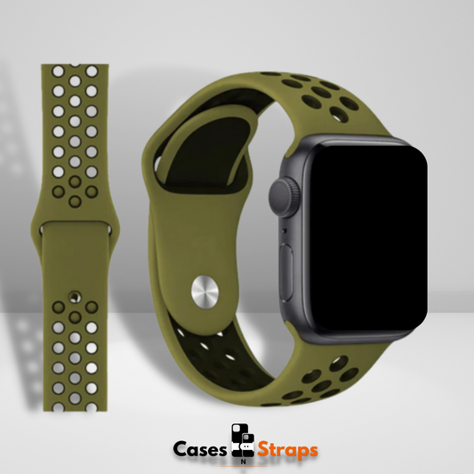 N Sport Silicone iWatch Strap Green Black Color