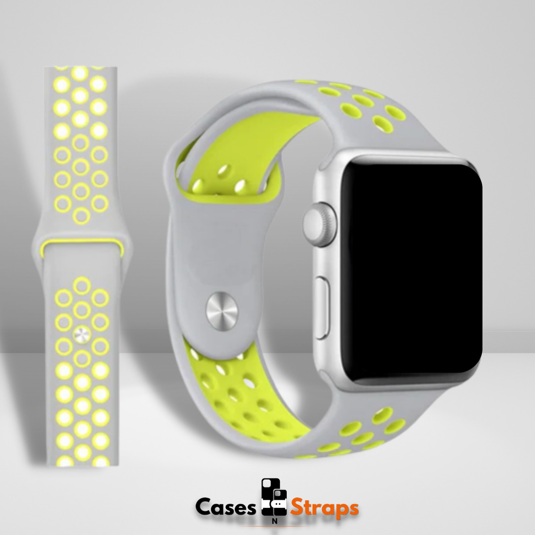 N Sport Silicone iWatch Strap Grey Lime Color