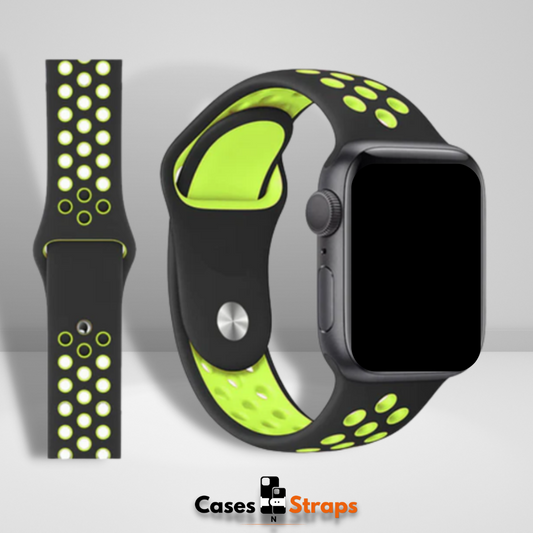 N Sport Silicone iWatch Strap Black Lime Color