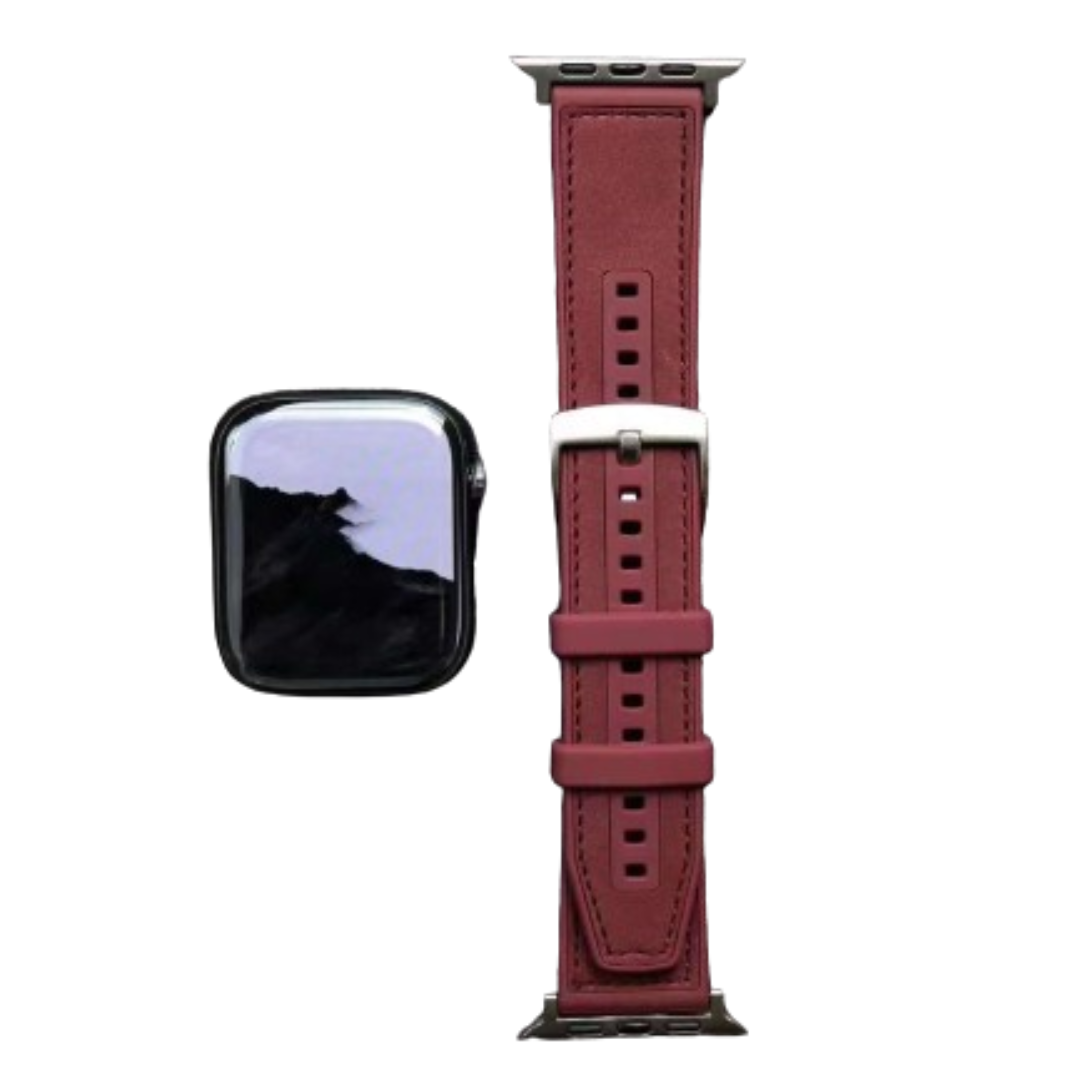 New Premium Quality Silicone + Leather Stitched Strap for 42/44/45MM