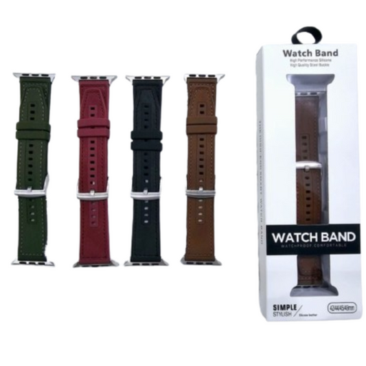 New Premium Quality Silicone + Leather Stitched Strap for 42/44/45MM