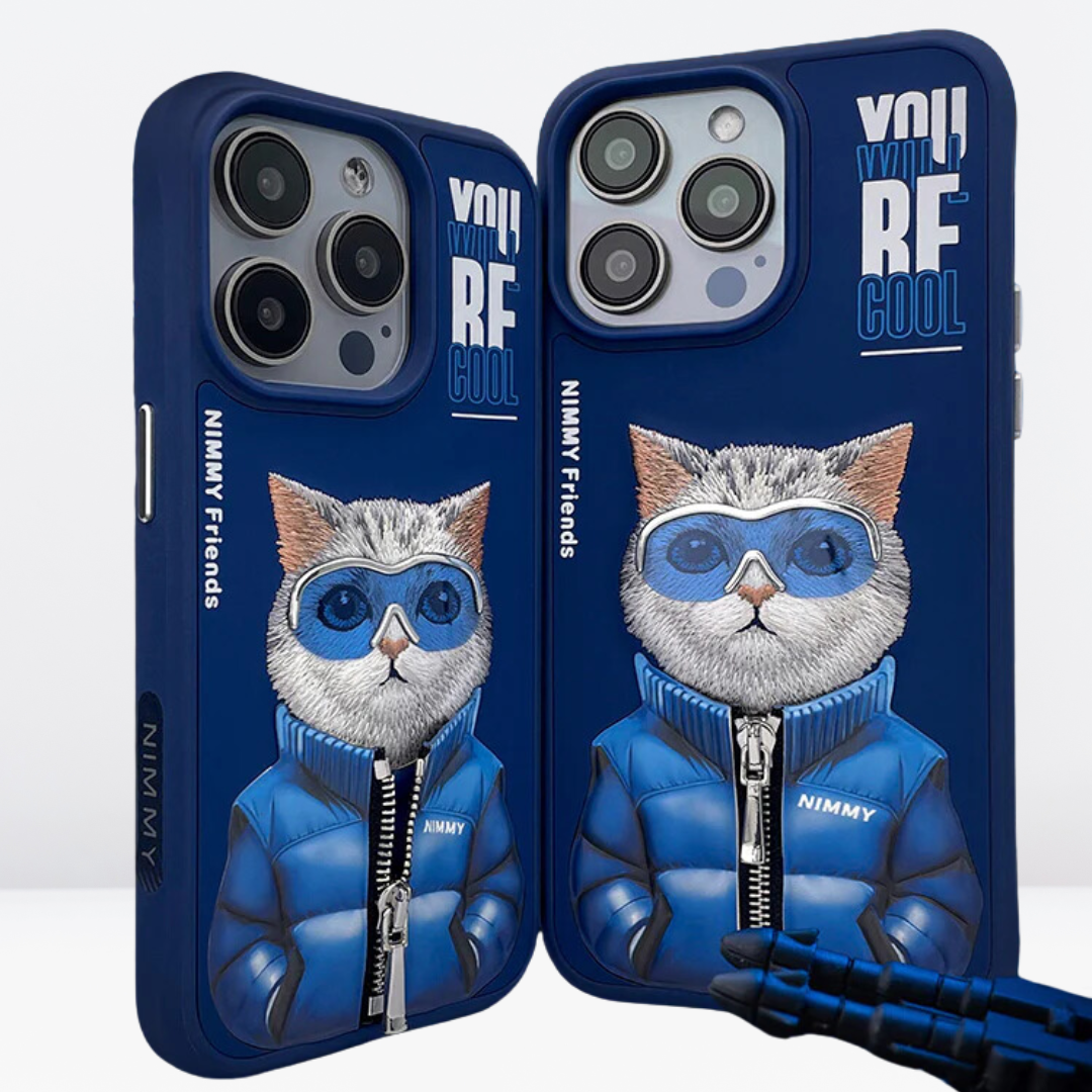 Nimmy Cool winter Jacket & 3D Embroidery Case for iPhone 14 Pro Max