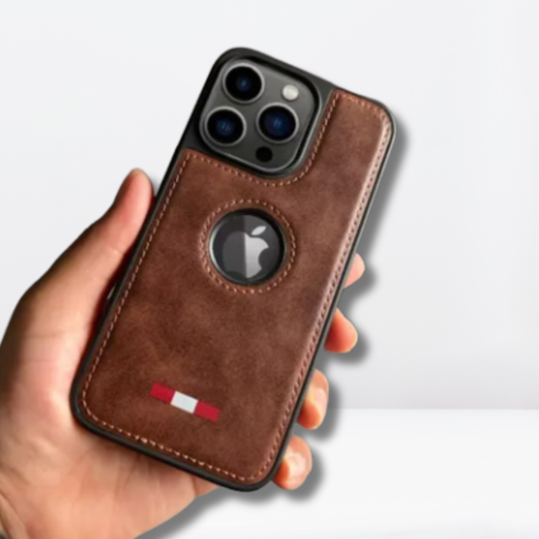 Nobble Collection Leather Logo Cut Case iPhone15 Series (Brown)