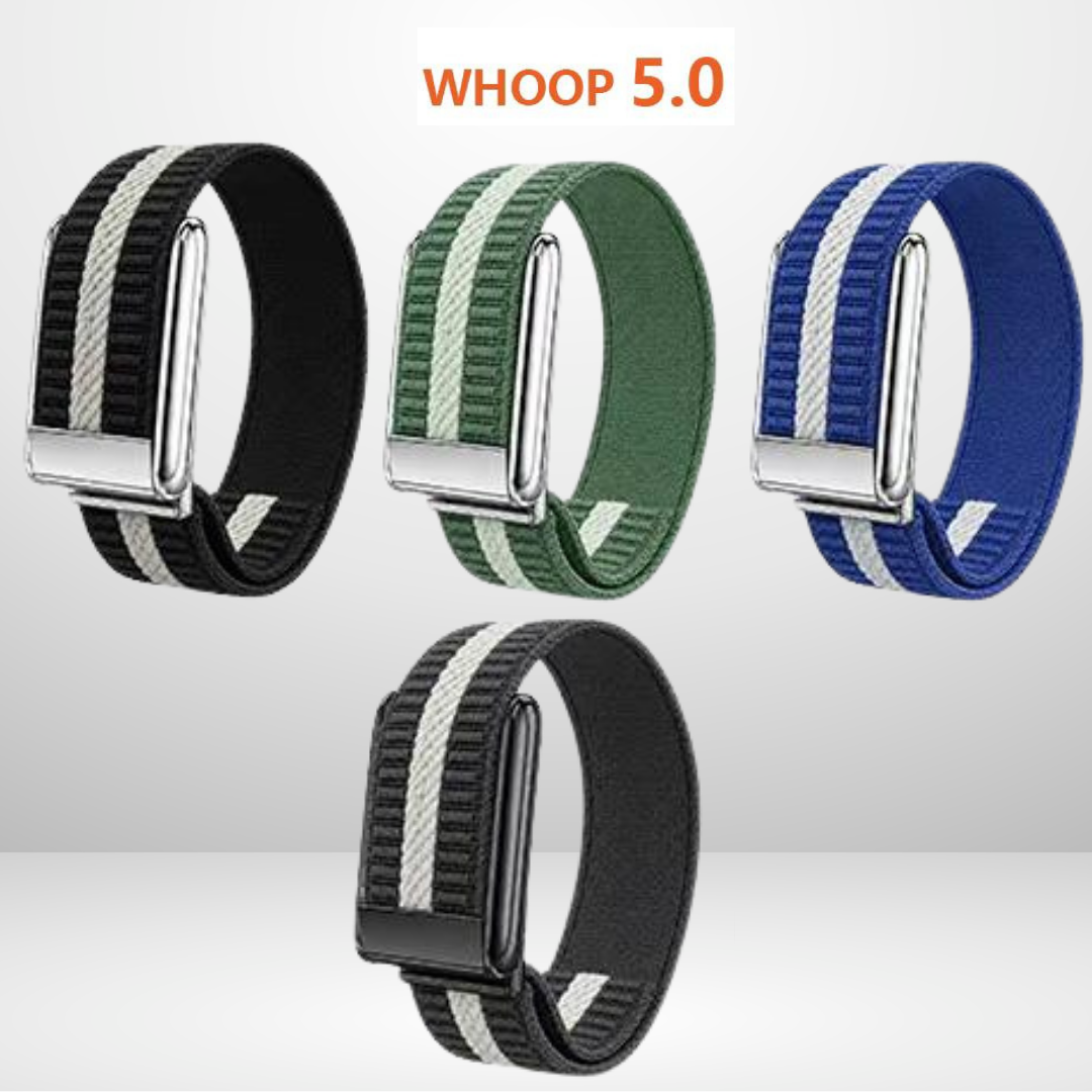 Nylon Single-Strip Strap with Silver Buckle Bezel for WHOOP 5.0
