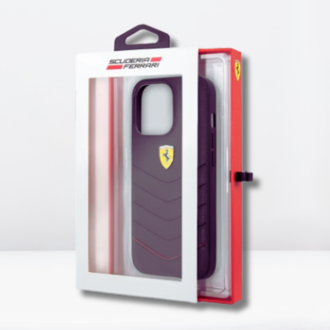 Original Premium Black Ferrari Collection with Metal Logo Back Case for iPhone 13 series