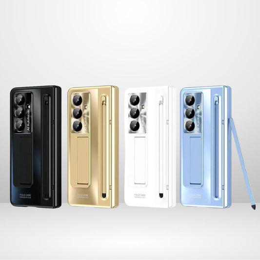 PC Electroplated Stand Case with Stylus & Hinge Protection for Samsung Galaxy Z Fold6 & Fold7