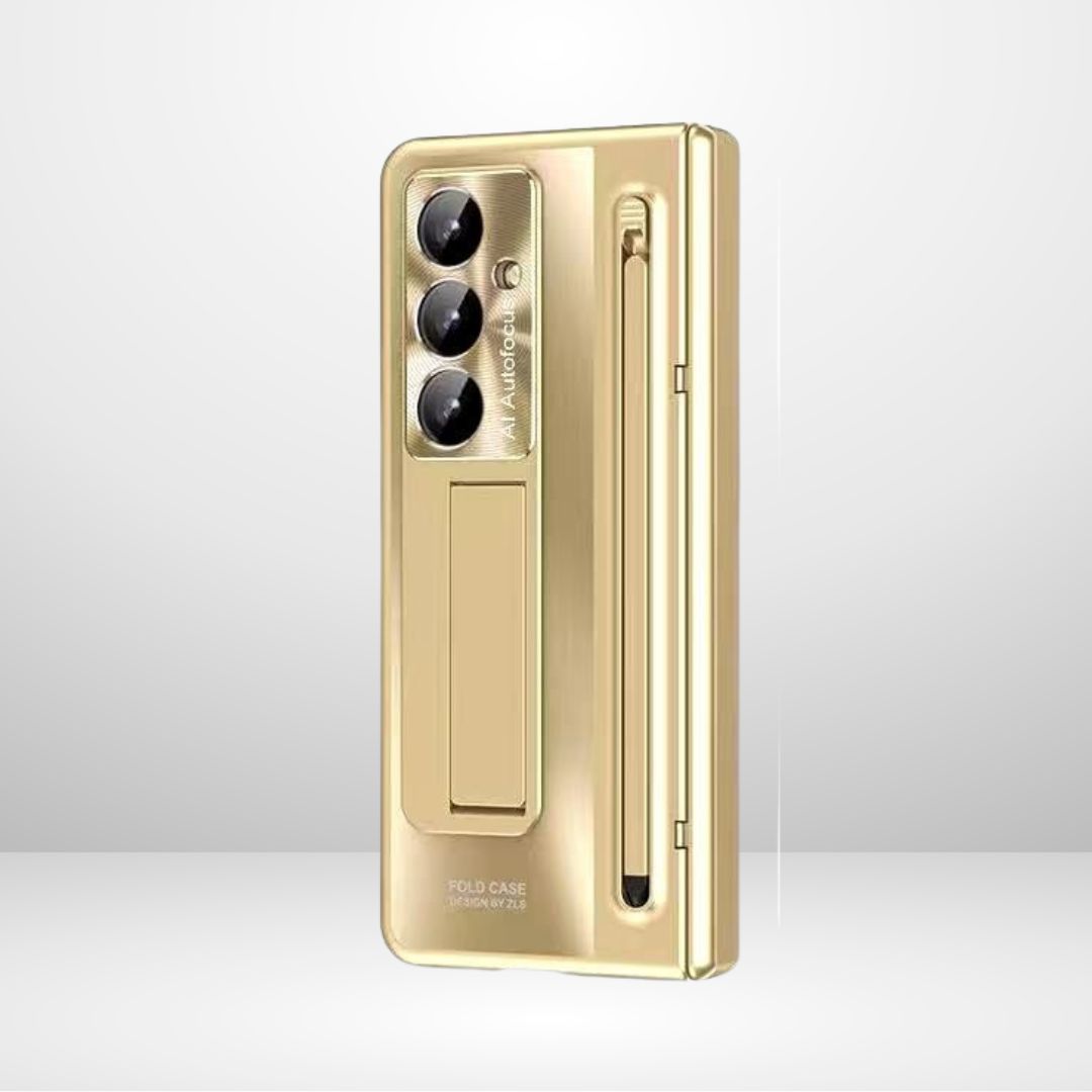 PC Electroplated Stand Case with Stylus & Hinge Protection for Samsung Galaxy Z Fold6 & Fold7