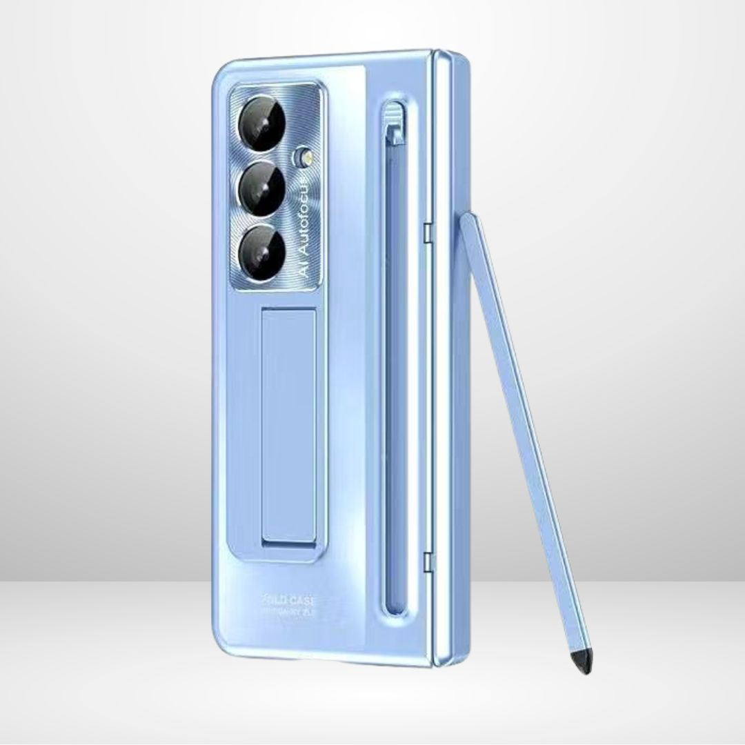 PC Electroplated Stand Case with Stylus & Hinge Protection for Samsung Galaxy Z Fold6 & Fold7