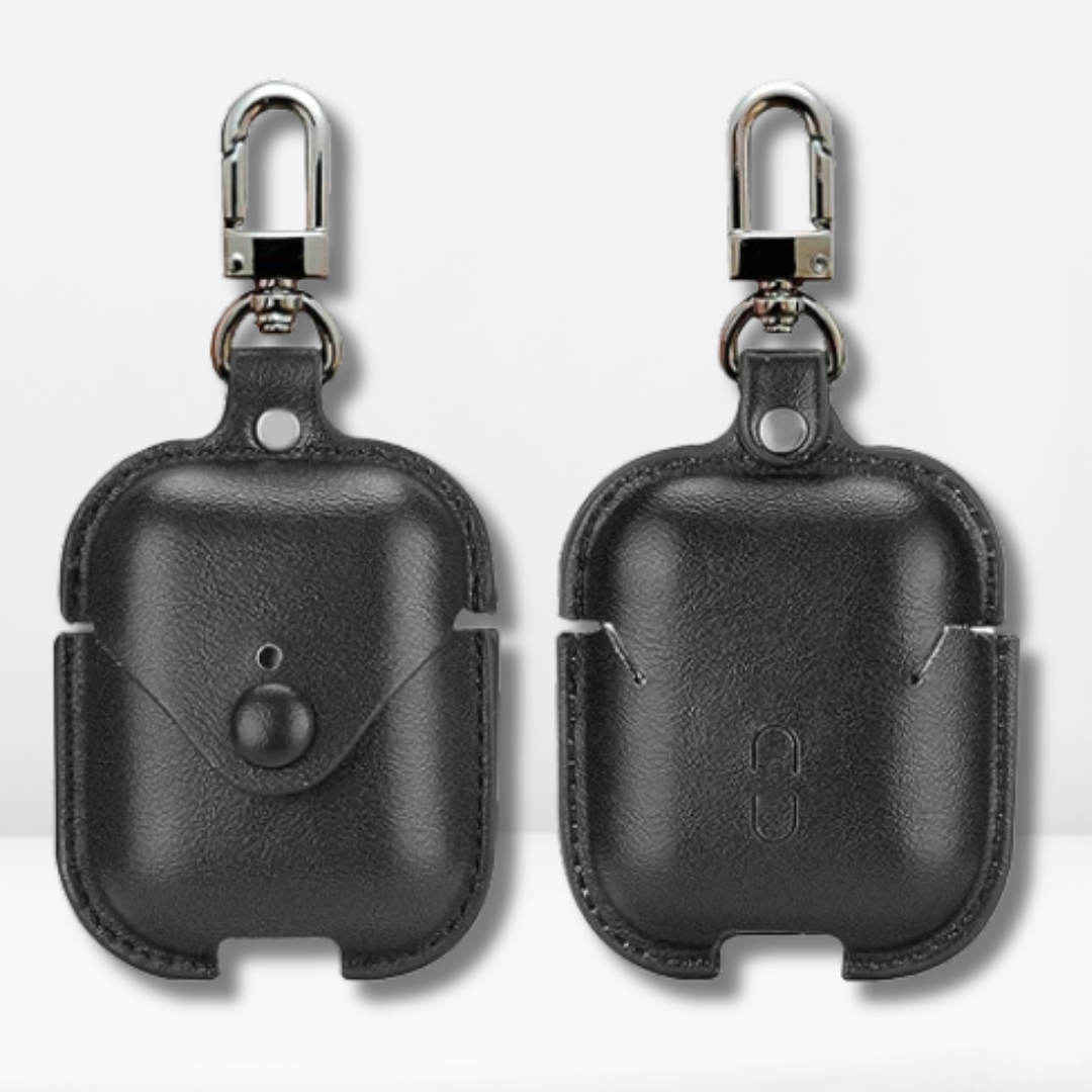 PU Leather AirPods 1/2 Case (Black Color)