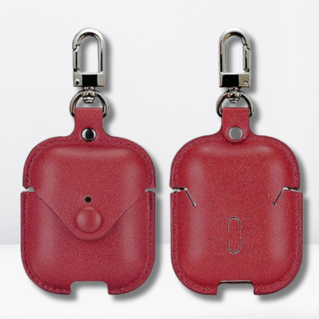 PU Leather AirPods 1/2 Case (Red Color)
