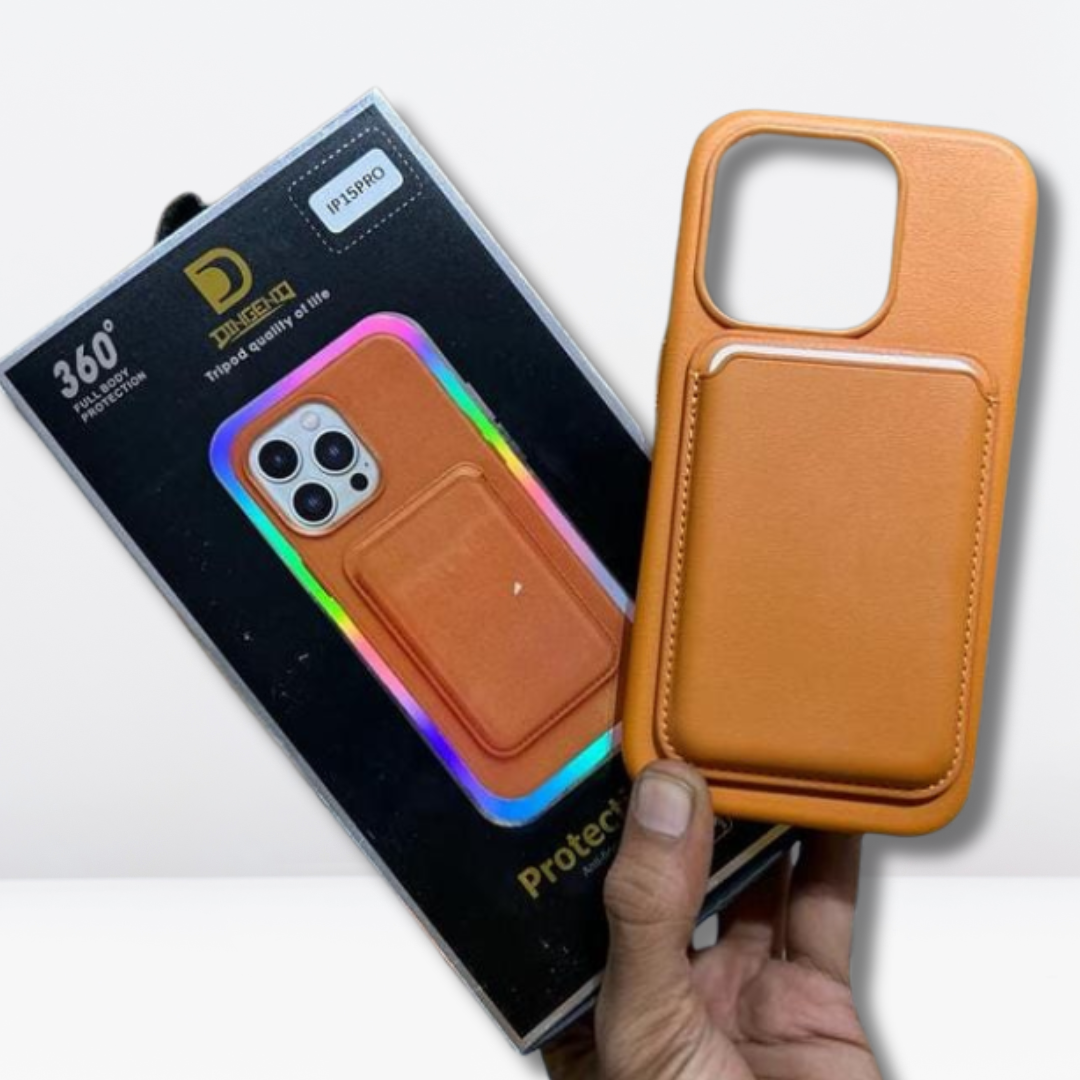 Premium Leather Case with an Attached Leather Wallet Case for iPhone 15 Series