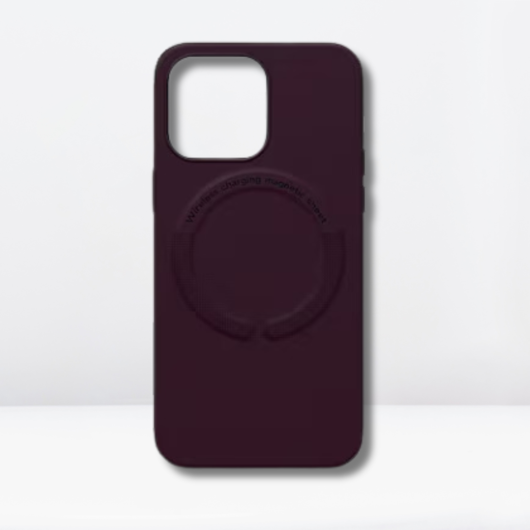 Premium Leather Magfit Wireless Charging Case for iPhone (Dark Wine)