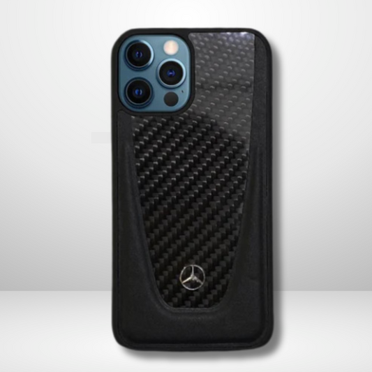 Premium Mercedes Series Carbon Leather Back Case for iPhone 15 Pro