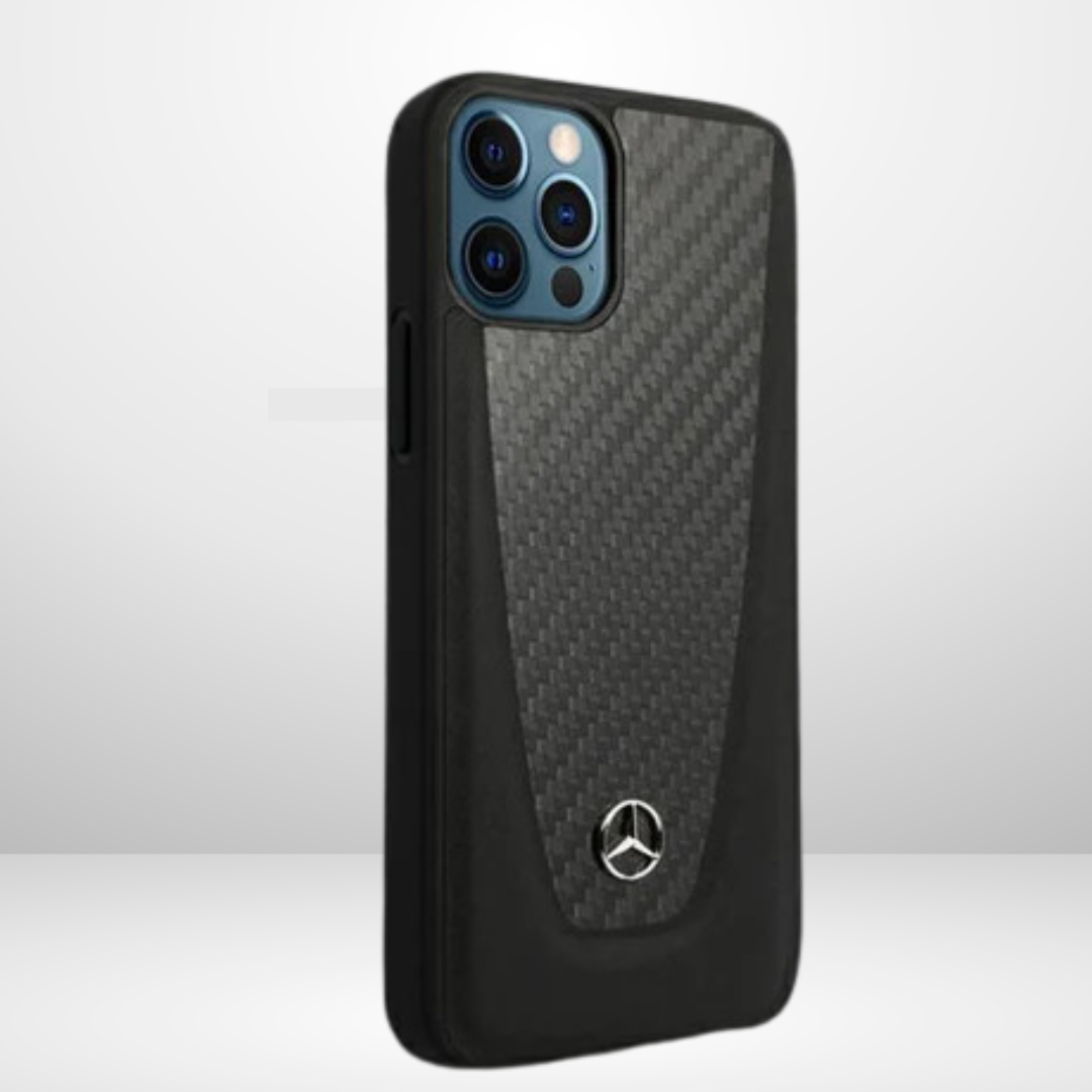 Premium Mercedes Series Carbon Leather Back Case for iPhone 15 Pro