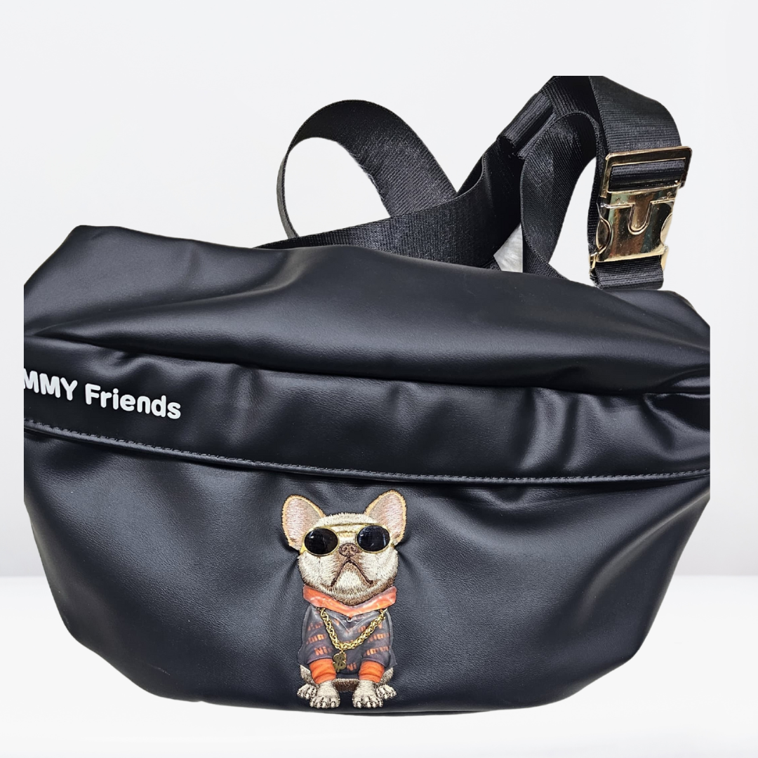 Premium Leather NIMMY Friends Cross Body Shoulder Unisex Bags (Black)