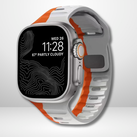 Premium Silicone Duo Color Strap for iWatch 42/44/45/49 MM (ORANGE)