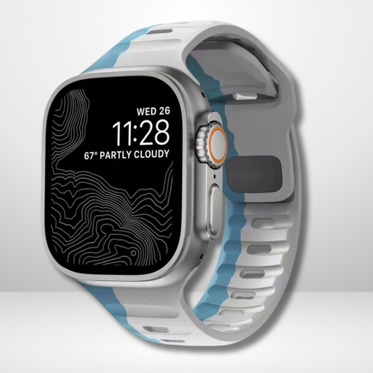 Premium Silicone Duo Color Strap for iWatch 42/44/45/49 MM (BLUE)