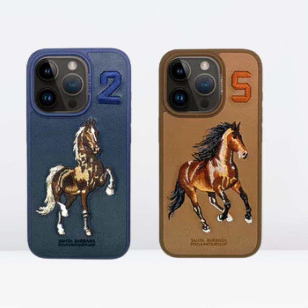Premium US POLO Leather Boris Series Case for iPhone 15 Series (Blue)