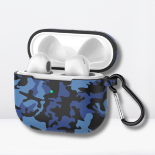 Printed Eggshell AirPods Pro 2 Cases (Military Blue Pattern)