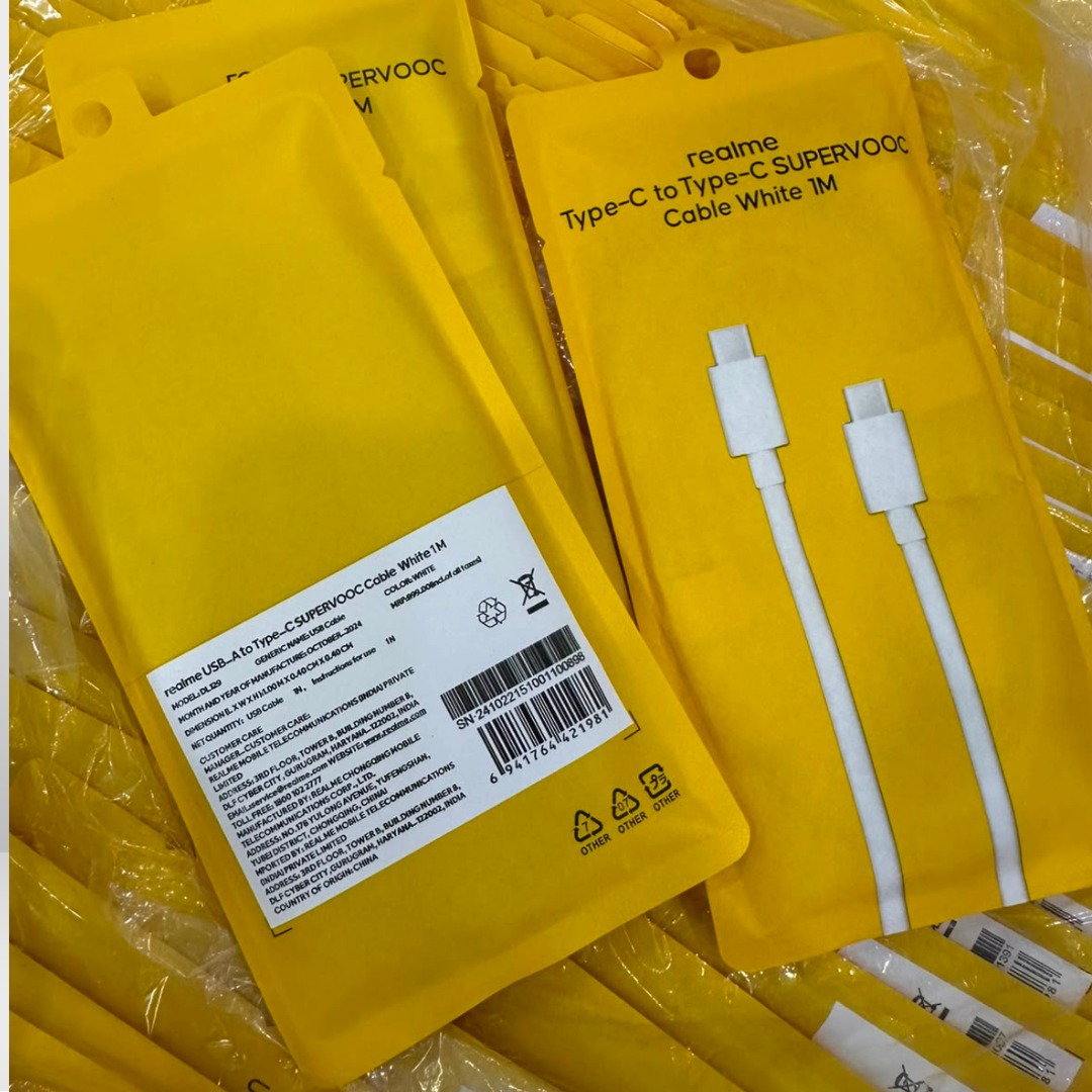 Realme SuperVOOC Charging Cable Type C to C & USB to Type C