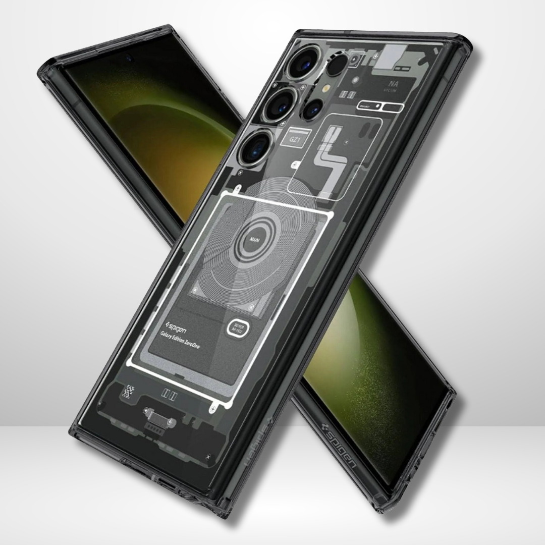 Haptic engine Ultra Hybrid Zero One Back Case for Samsung Galaxy S24 Ultra (Poly Carbonate + TPU | Black)